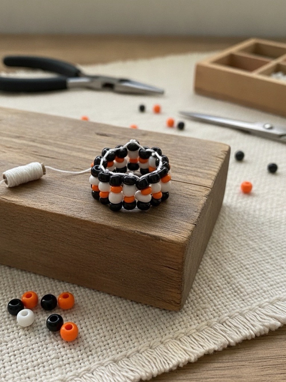 Handcrafted in Appalachia of Eastern KY Size 9 Beaded Stretch Ring